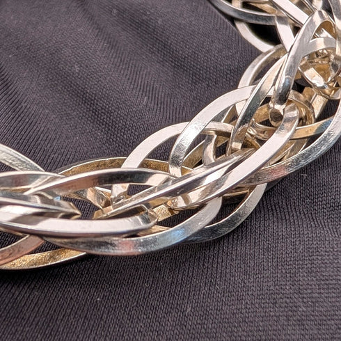 Vintage sterling silver extra thick weave chain necklace 88g